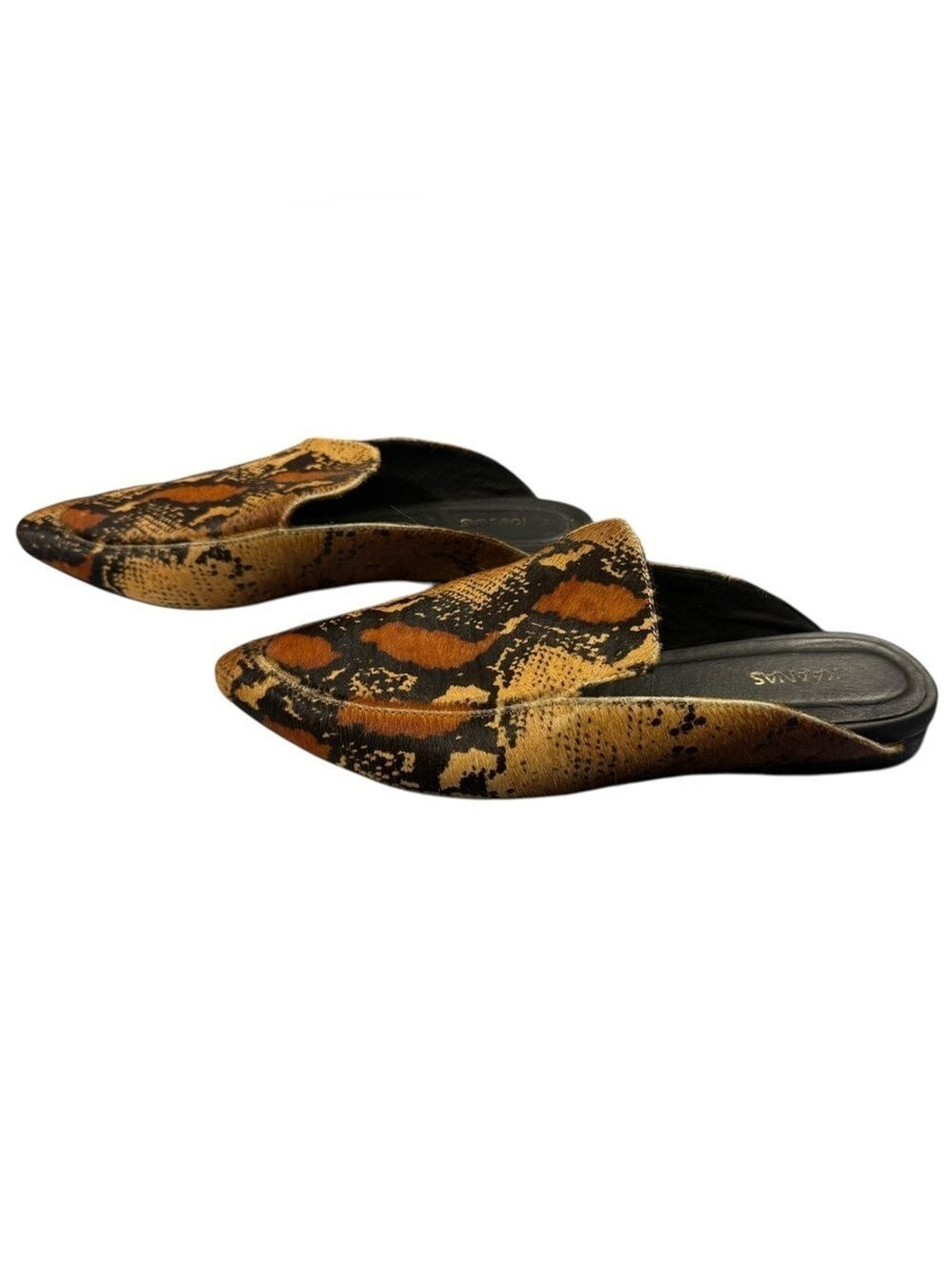 Anthropologie KaAnas Calf Hair Snake Print Pointed Toe Mules Size 9
